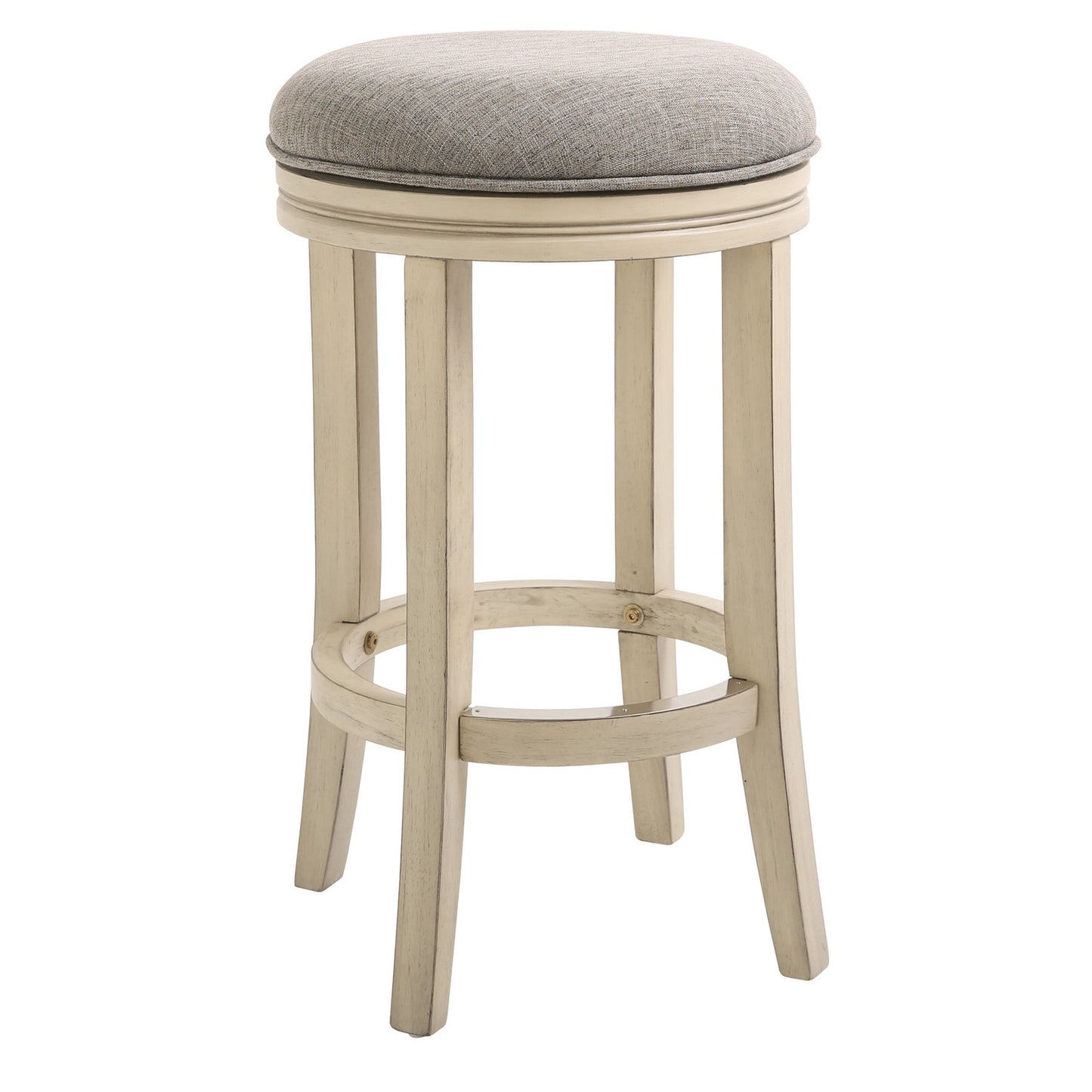 25" Gray And Ivory Solid Wood Swivel Backless Counter Height Bar Chair - Homeroots - Flyclothing LLC