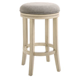 25" Gray And Ivory Solid Wood Swivel Backless Counter Height Bar Chair - Homeroots - Flyclothing LLC