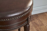 26" Dark Brown And Wood Brown Faux Leather Swivel Backless Counter Height Bar Chair - Homeroots - Flyclothing LLC