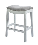 26" Gray And White Solid Wood Backless Counter Height Bar Chair - Homeroots - Flyclothing LLC