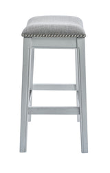 26" Gray And White Solid Wood Backless Counter Height Bar Chair - Homeroots - Flyclothing LLC