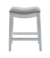 26" Gray And White Solid Wood Backless Counter Height Bar Chair - Homeroots - Flyclothing LLC