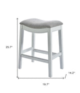 26" Gray And White Solid Wood Backless Counter Height Bar Chair - Homeroots - Flyclothing LLC