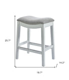 26" Gray And White Solid Wood Backless Counter Height Bar Chair - Homeroots