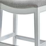 26" Gray And White Solid Wood Backless Counter Height Bar Chair - Homeroots - Flyclothing LLC