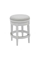 26" White Fabric And Solid Wood Swivel Backless Counter Height Bar Chair - Homeroots - Flyclothing LLC