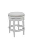 26" White Fabric And Solid Wood Swivel Backless Counter Height Bar Chair - Homeroots
