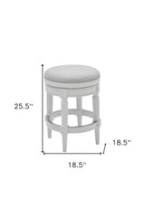 26" White Fabric And Solid Wood Swivel Backless Counter Height Bar Chair - Homeroots - Flyclothing LLC