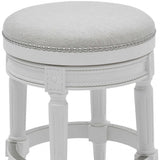26" White Fabric And Solid Wood Swivel Backless Counter Height Bar Chair - Homeroots - Flyclothing LLC