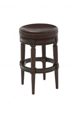 31" Wood Brown Faux Leather And Solid Wood Swivel Backless Counter Height Bar Chair - Homeroots - Flyclothing LLC