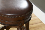 31" Wood Brown Faux Leather And Solid Wood Swivel Backless Counter Height Bar Chair - Homeroots - Flyclothing LLC