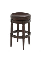 31" Wood Brown Faux Leather And Solid Wood Swivel Backless Counter Height Bar Chair - Homeroots - Flyclothing LLC
