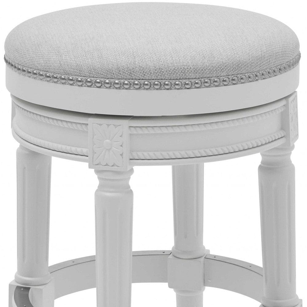 26" Gray Solid Wood Swivel Backless Bar Height Bar Chair - Homeroots - Flyclothing LLC