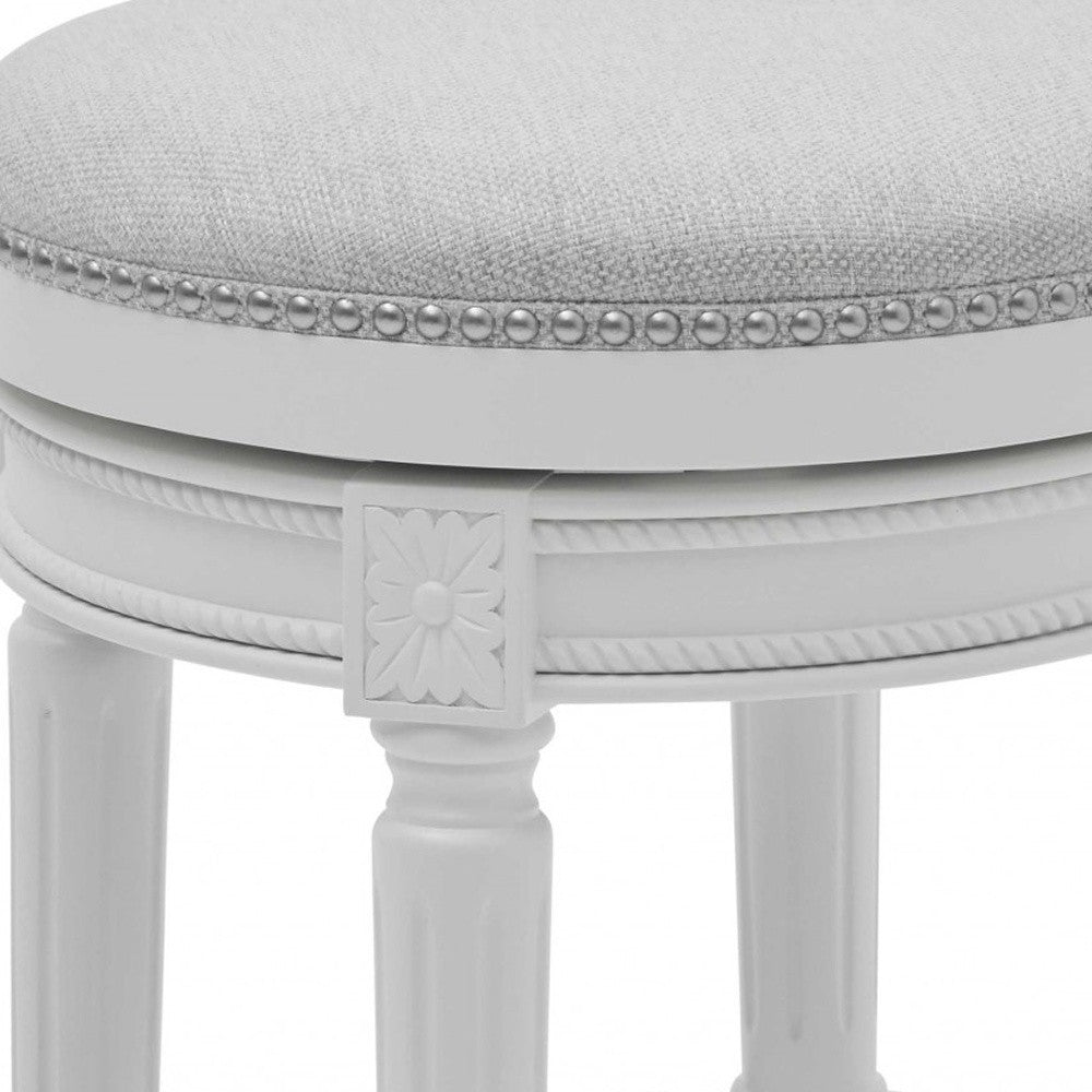 26" Gray Solid Wood Swivel Backless Bar Height Bar Chair - Homeroots - Flyclothing LLC