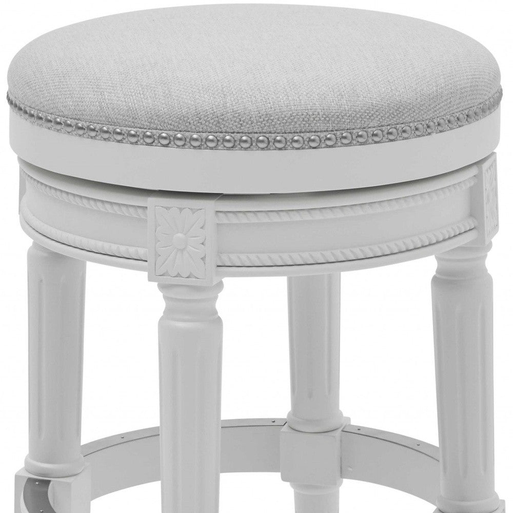 26" Gray Solid Wood Swivel Backless Bar Height Bar Chair - Homeroots - Flyclothing LLC