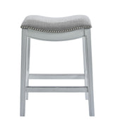 31" Linen And Natural Solid Wood Backless Bar Height Bar Chair - Homeroots - Flyclothing LLC