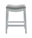 31" Linen And Natural Solid Wood Backless Bar Height Bar Chair - Homeroots