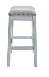 31" Linen And Natural Solid Wood Backless Bar Height Bar Chair - Homeroots - Flyclothing LLC