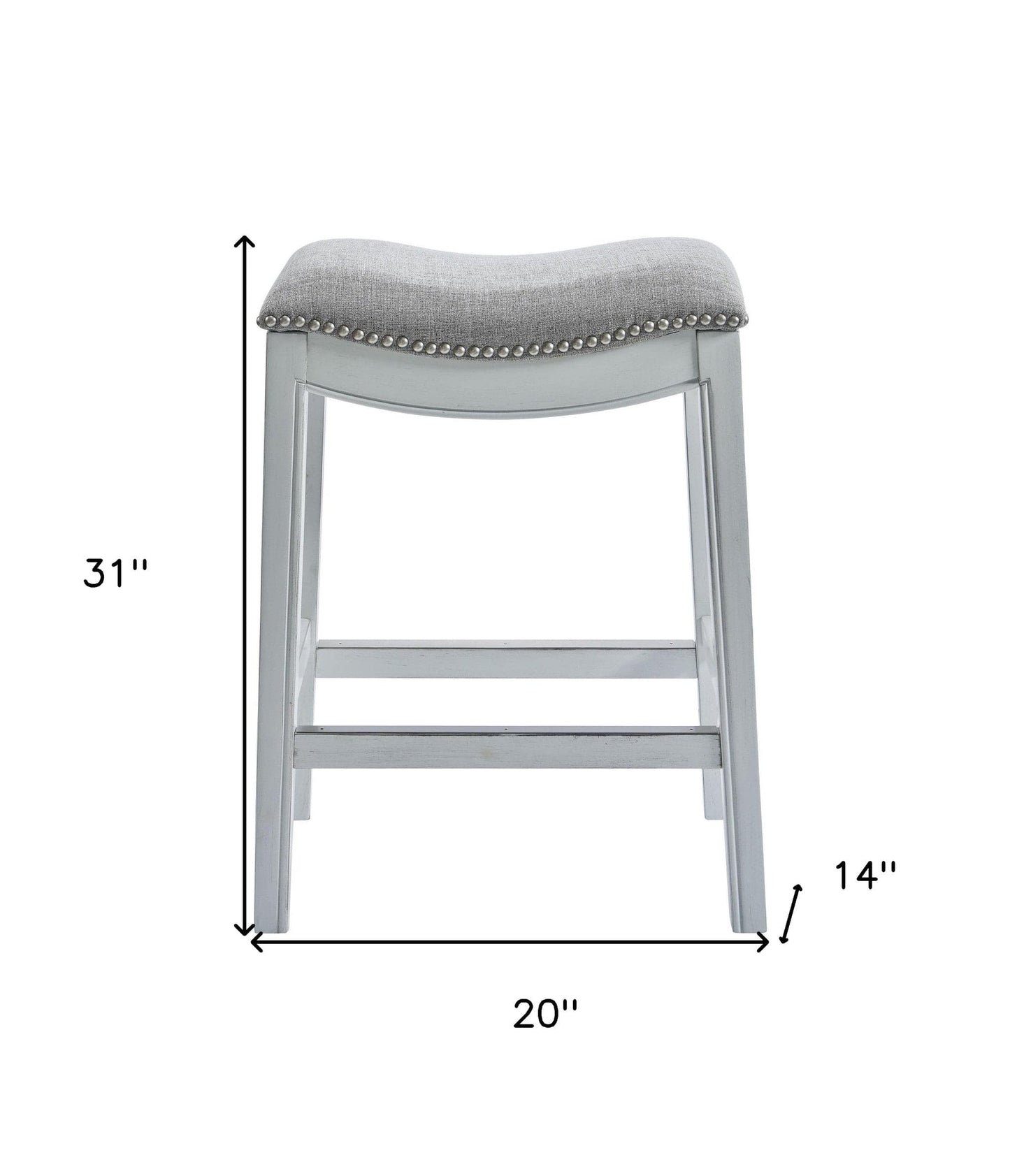 31" Linen And Natural Solid Wood Backless Bar Height Bar Chair - Homeroots - Flyclothing LLC