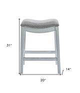 31" Linen And Natural Solid Wood Backless Bar Height Bar Chair - Homeroots - Flyclothing LLC