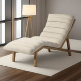 54" Cream And Wood Brown Fabric Tufted Lounge Chair - Homeroots - Flyclothing LLC