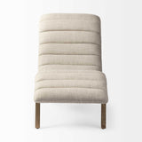 54" Cream And Wood Brown Fabric Tufted Lounge Chair - Homeroots - Flyclothing LLC