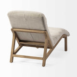 54" Cream And Wood Brown Fabric Tufted Lounge Chair - Homeroots - Flyclothing LLC