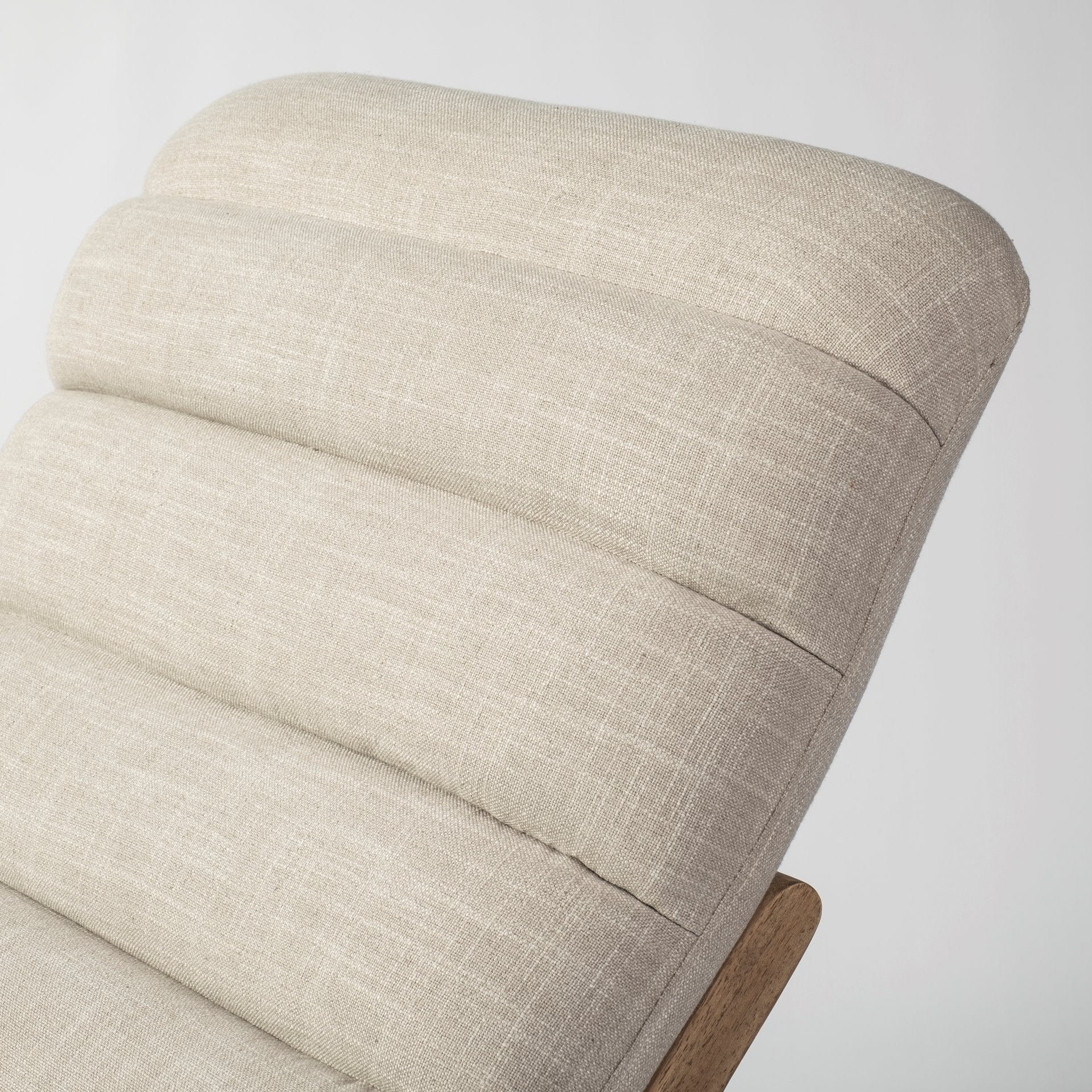 54" Cream And Wood Brown Fabric Tufted Lounge Chair - Homeroots - Flyclothing LLC