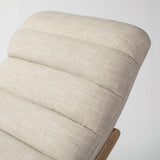 54" Cream And Wood Brown Fabric Tufted Lounge Chair - Homeroots