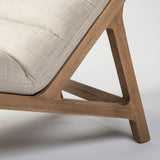 54" Cream And Wood Brown Fabric Tufted Lounge Chair - Homeroots - Flyclothing LLC