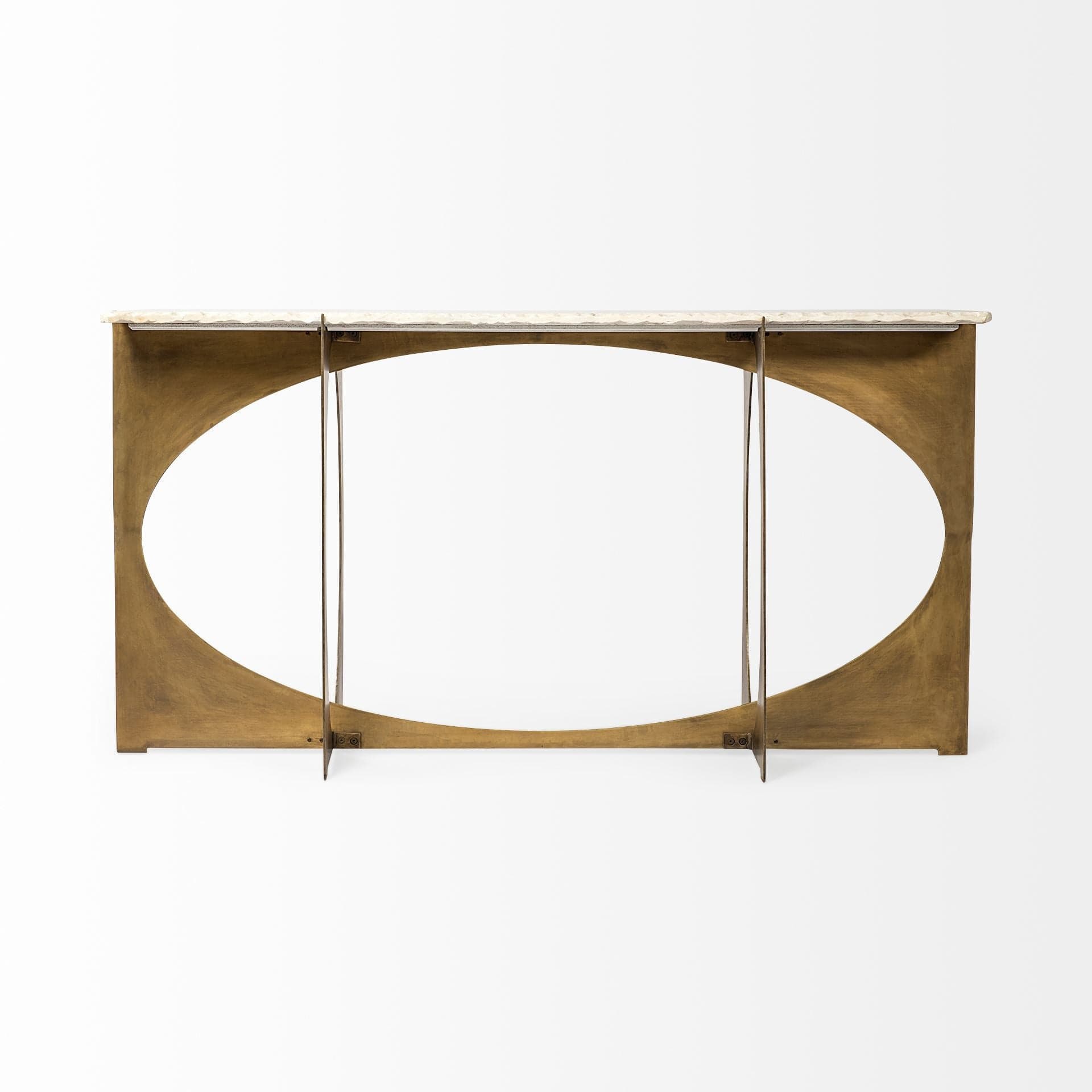 16" White and Gold Genuine Marble 4 Legs Console Table - Homeroots