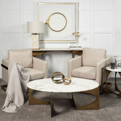 16" White and Gold Genuine Marble 4 Legs Console Table - Homeroots