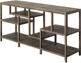 66" Brown Solid Wood Console Table With Shelves - Homeroots