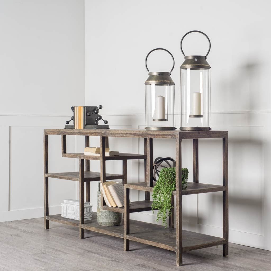 66" Brown Solid Wood Console Table With Shelves - Homeroots