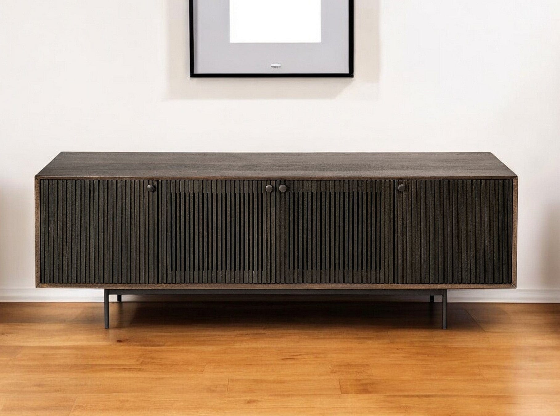 20" Brown Solid Wood Credenza with Four Doors