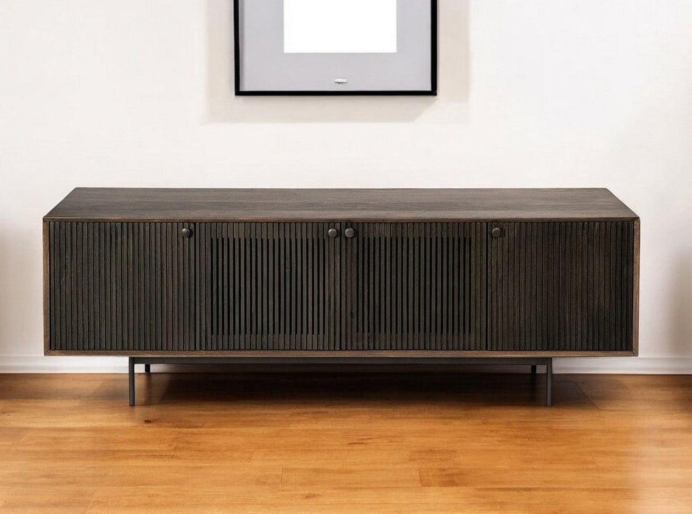 20" Brown Solid Wood Credenza with Four Doors - Homeroots - Flyclothing LLC
