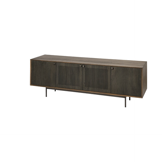 20" Brown Solid Wood Credenza with Four Doors