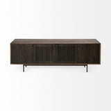 20" Brown Solid Wood Credenza with Four Doors - Homeroots