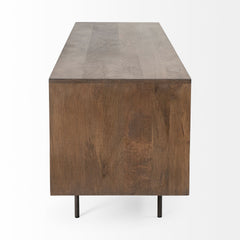 20" Brown Solid Wood Credenza with Four Doors