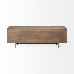 20" Brown Solid Wood Credenza with Four Doors - Homeroots