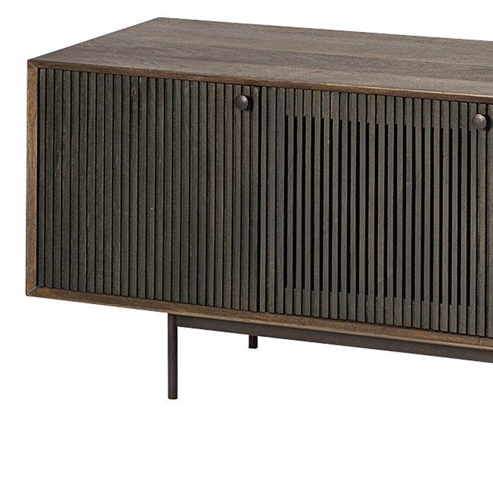 20" Brown Solid Wood Credenza with Four Doors