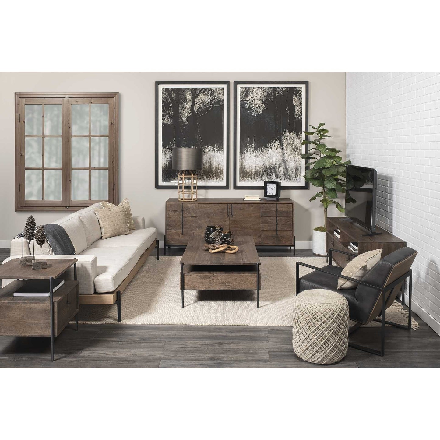 18" Brown and Black Solid Wood Console Table With Shelves - Homeroots - Flyclothing LLC