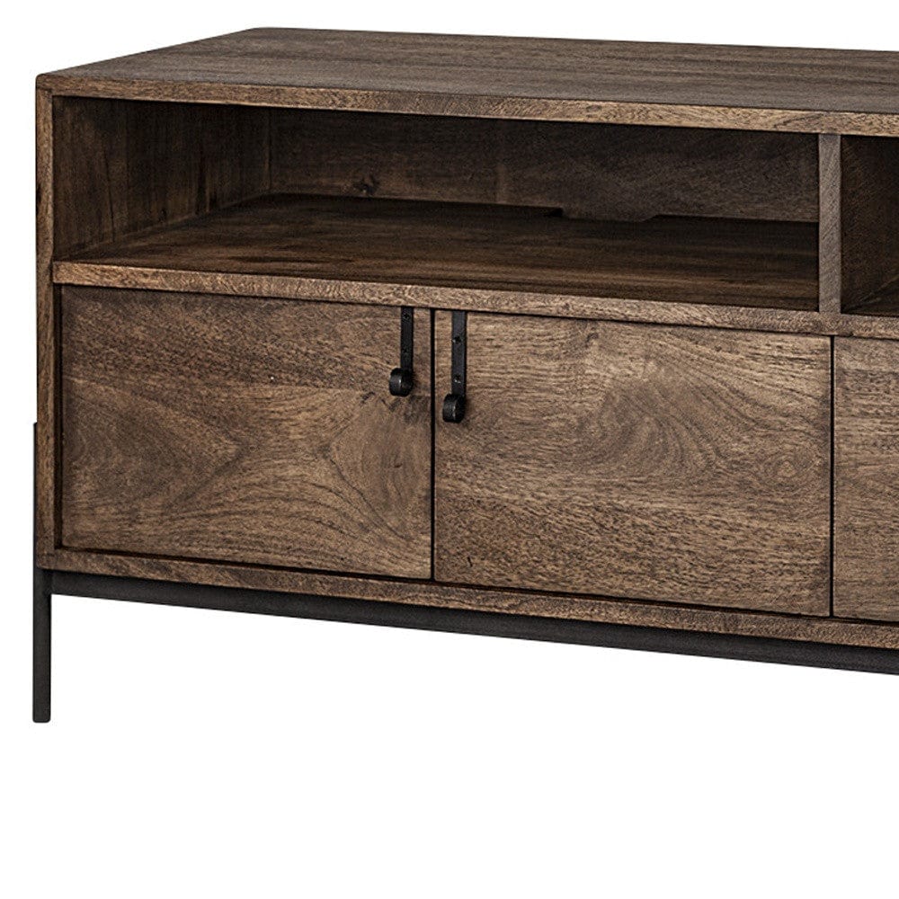 18" Brown and Black Solid Wood Console Table With Shelves - Homeroots - Flyclothing LLC