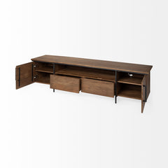 18" Brown Solid Wood Console Table With Shelves