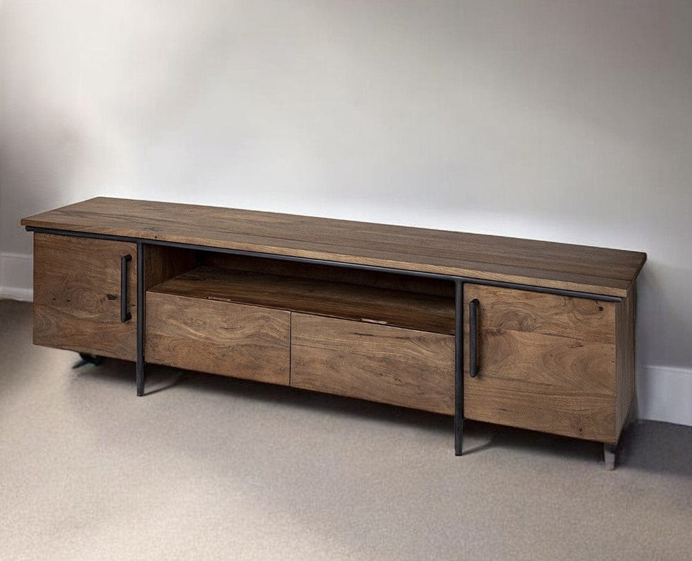 18" Brown Solid Wood Console Table With Shelves - Homeroots - Flyclothing LLC