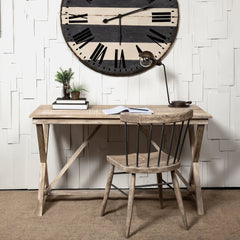 Light Brown Solid Mango Wood Office Desk With X Shaped Frame - Homeroots
