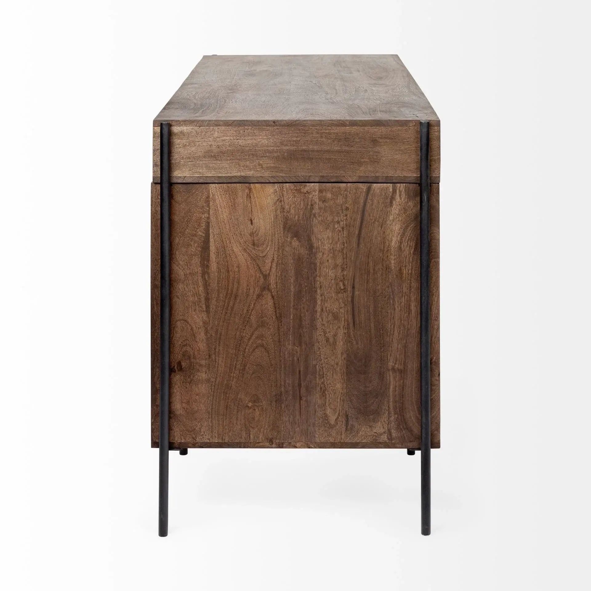 Medium Brown Wooden Writing Desk With 3 Drawers And 3 Open Shelves - Homeroots - Flyclothing LLC