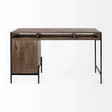Medium Brown Wooden Writing Desk With 3 Drawers And 3 Open Shelves - Homeroots - Flyclothing LLC