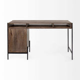 Medium Brown Wooden Writing Desk With 3 Drawers And 3 Open Shelves - Homeroots - Flyclothing LLC