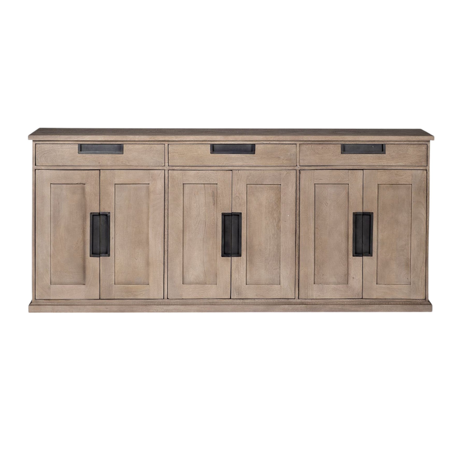 Brown Solid Mango Wood Sideboard With 3 Cabinets And 3 Drawers